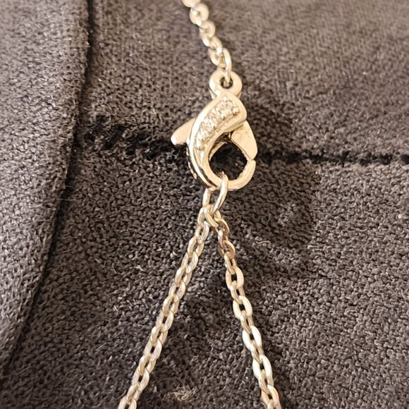 Brand New!! NADRI Delicate Soft Blue Pearlescent w/ Crystal Silver tone Necklace - Picture 4 of 6